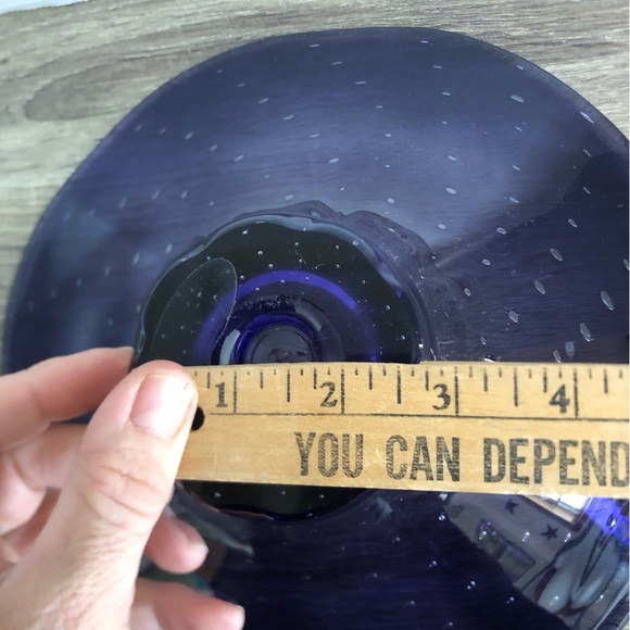 Handblown Purple Art Glass Bowl with Controlled Bubbles - Picture 12 of 16